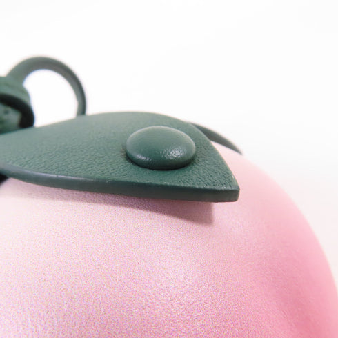 LOEWE Peach Pouch Charm With Strap Calfskin Leather Pink Green