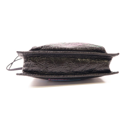 BALENCIAGA Shoulder Pouch Graffiti Bag Crossbody 532298 Leather Black