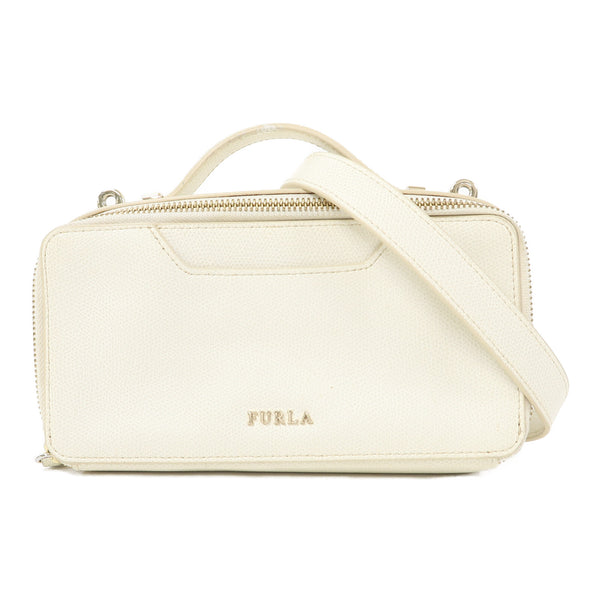 Furla GHW 2 Way Shoulder Bag Calfskin Leather White