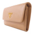 PRADA GHW Card Case With Chain Saffiano Leather Beige