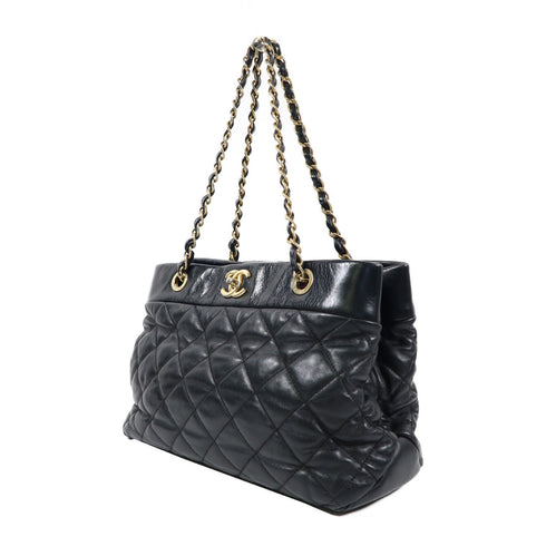 CHANEL Quilted CC GHW Soft Elegance Quilted Shoulder Bag A66415 Calfskin Black