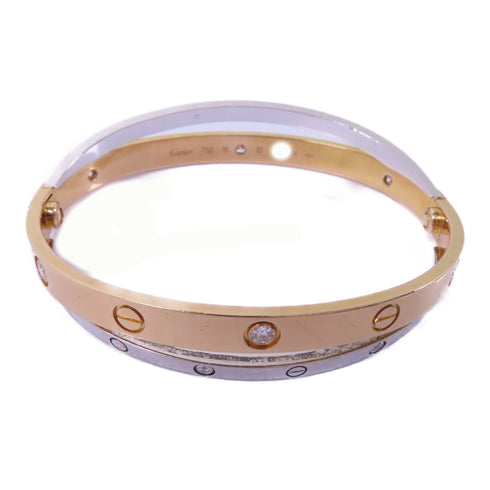 CARTIER Double Love Bracelet 12P Diamond 18K Pink White Gold
