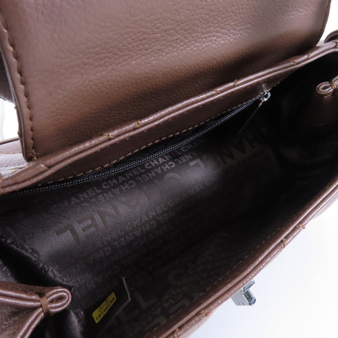 CHANEL Quilted CC SHW Shoulder Bag Caviar Leather Brown