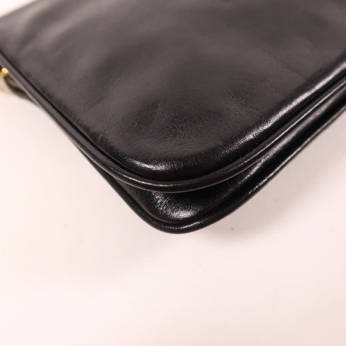 Tory Burch GHW Reva Clutch Chain Shoulder Bag Calfskin Leather Black