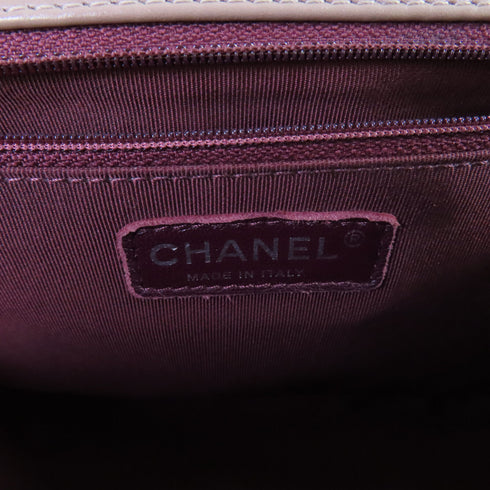 CHANEL Herringbone SHW Boy Chanel 28cm Chain Shoulder Bag Lambskin Leather Brown