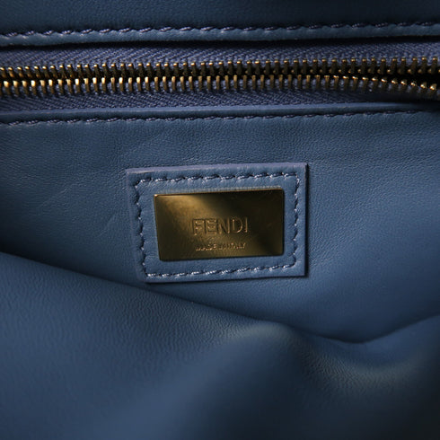 FENDI GHW Peekaboo Mini 2 Way Shoulder Bag 8BN244 Calfskin Leather Blue