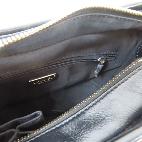 CHANEL CC GHW/SHW Gabrielle Shoulder Bag A91810 Sequin Calfskin Black Gold