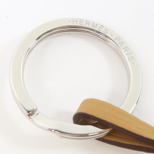 HERMES PHW Key Ring Swift Leather Light Brown