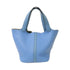 HERMES PHW Picotin MM Handbag Clemence Leather Blue v1
