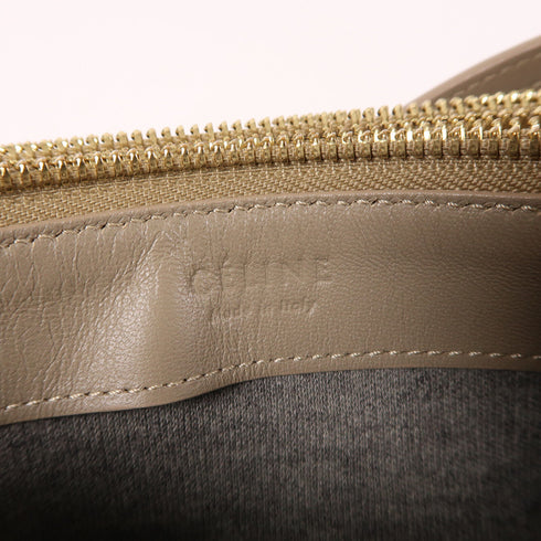 CELINE GHW Trio Shoulder Bag Lambskin Leather Khaki