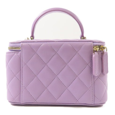 CHANEL GHW Vanity Case 2Way Shoulder Bag Lambskin Leather