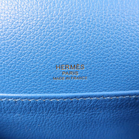 HERMES GHW Mini Roulis Shoulder Bag Evercolor Leather Blue