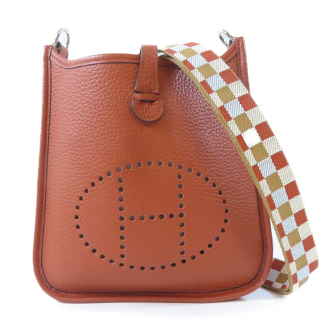 HERMES PHW Mini Evelyne Shoulder Crossbody Bag Clemence Leather Cuivre Brown