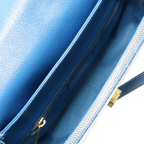 CHANEL CC GHW Coco Curve 2 Way Shoulder Bag Leather Blue