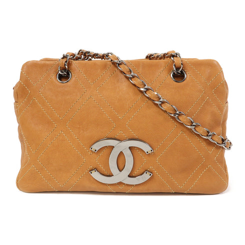 CHANEL CC SHW Chain Shoulder Bag Calfskin Leather Orange