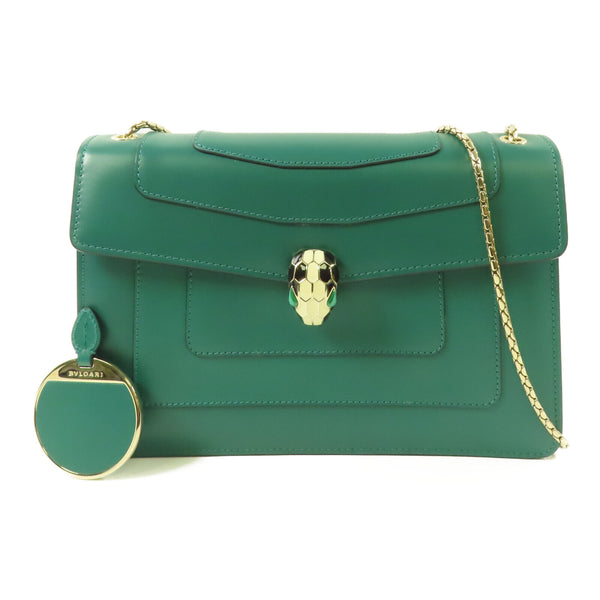 BVLGARI GHW Chain Shoulder Bag 35362 Calfskin Leather Green