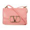 Valentino GHW Vlogo Type Shoulder Bag Calfskin Leather Pink