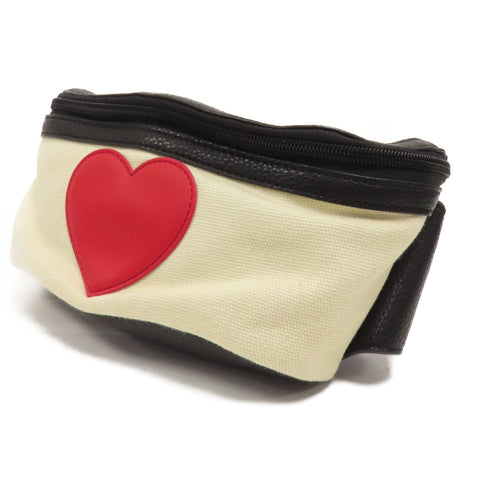 MOSCHINO SHW Waist Bag Canvas White Black Red