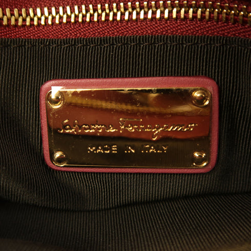Salvatore Ferragamo GHW Shoulder Bag Calfskin Leather Pink