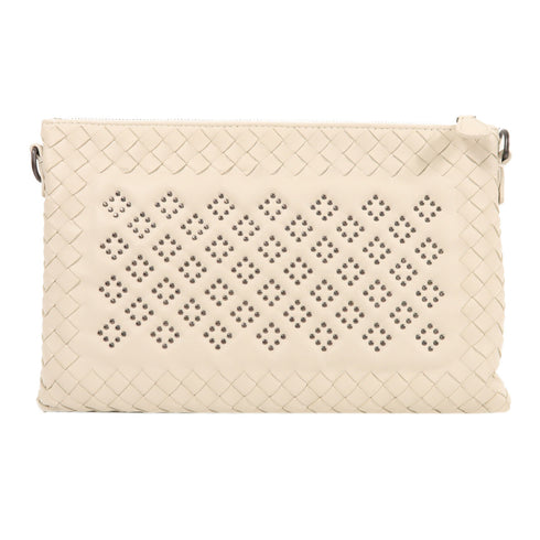 BOTTEGA VENETA BV Chain Shoulder Bag Lambskin Leather White