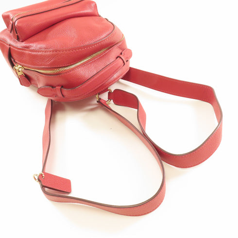 COACH GHW Backpack 31032 Calfskin Leather Red