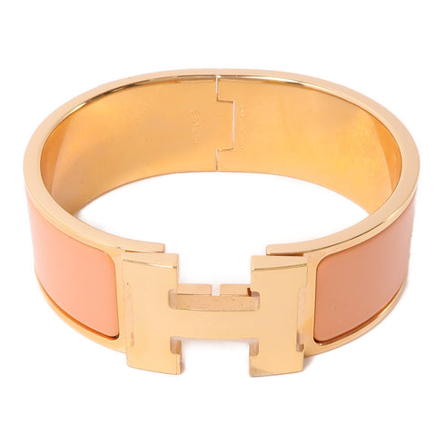 HERMES Clic-Clac H Bracelet Metal Gold Orange