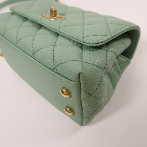 CHANEL CC GHW Coco Handle 2 Way Chain Shoulder Bag Handbag Calfskin Leather