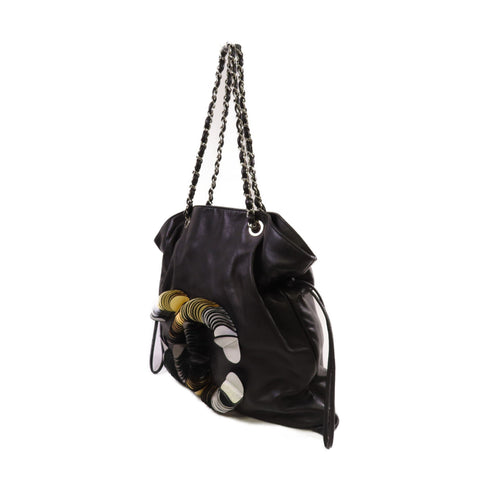 CHANEL CC SHW Disc Bon Bon Tote Bag Shoulder Bag Calfskin Leather Black