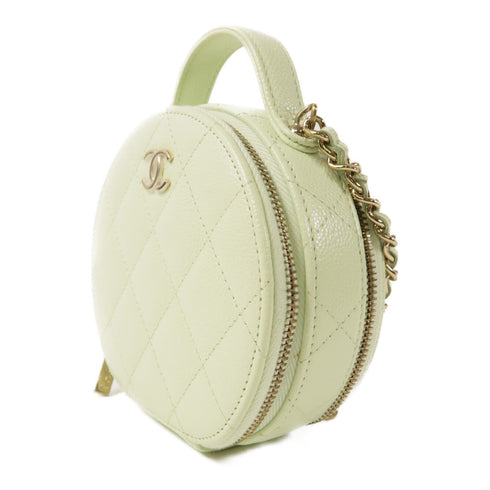 CHANEL CC GHW Mini Round Vanity 2 Way Shoulder Bag Green AP2502
