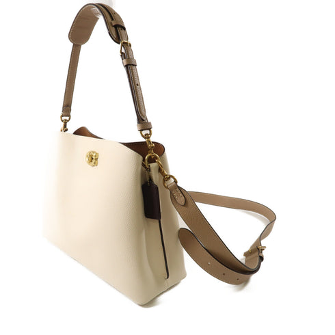 COACH GHW Willow 2 Way Shoulder Bag C25901 Leather White/Brown