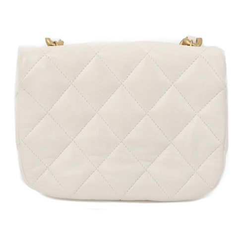 CHANEL CC GHW Chain Shoulder Bag AS3205 Lambskin Leather White