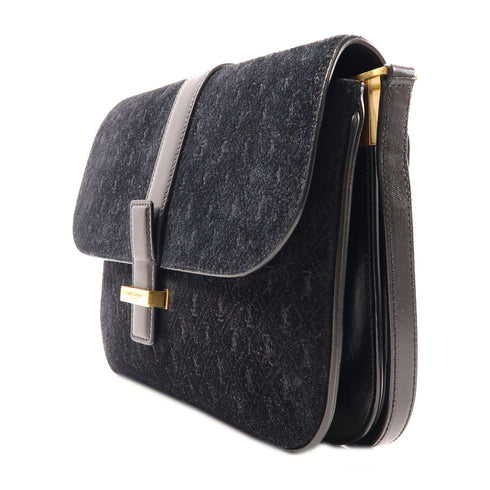 SAINT LAURENT YSL GHW Shoulder Bag Suede/Leather Black