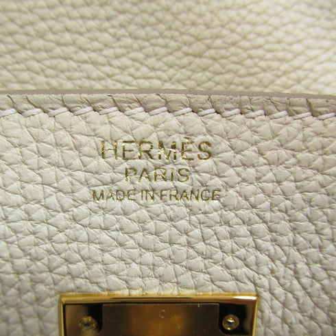 HERMES GHW Birkin 30 Hand Bag Togo Leather White