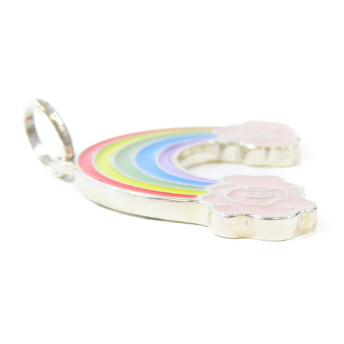 GUCCI GG Rainbow Pendant Charm 925 Sterling Silver Pink Rainbow Color