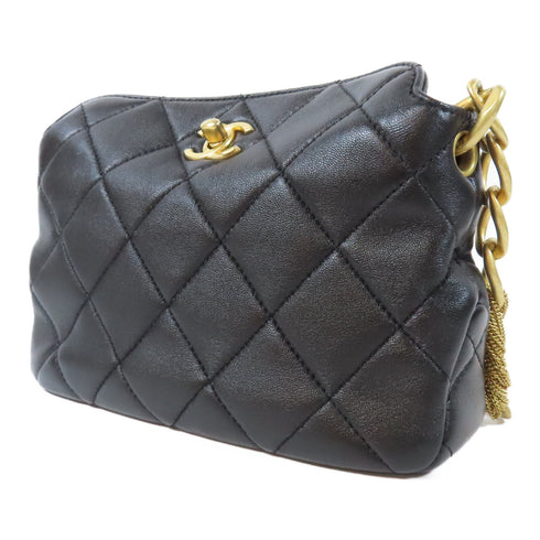 CHANEL Quilted CC GHW Chain Shoulder Bag AS4174 Lambskin Leather Black