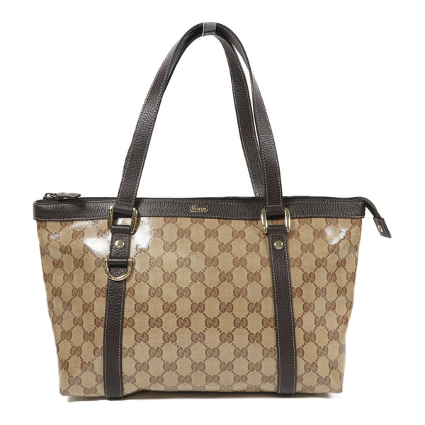 GUCCI GG GHW Shoulder Tote Bag 268640 Coated Canvas Brown