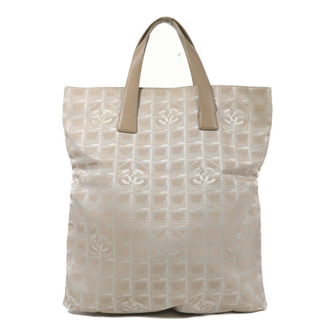 CHANEL CC New Travel Line Tote Bag Handbag Nylon Beige