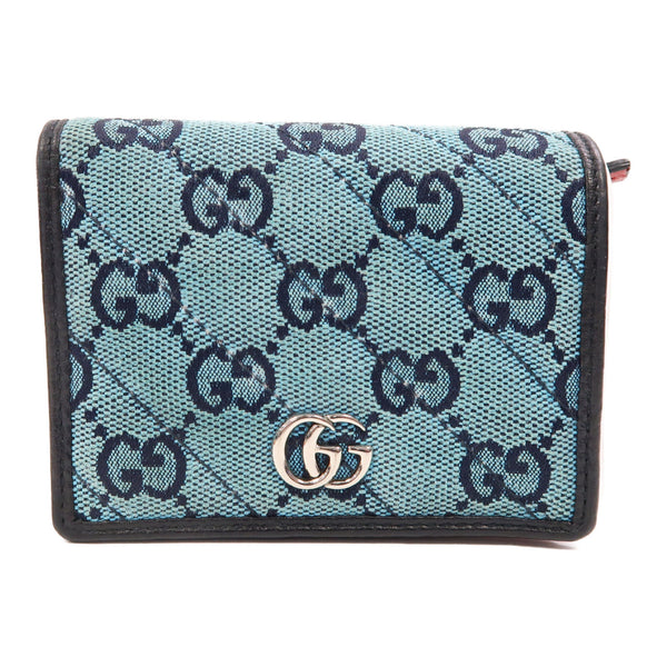 GUCCI GG SHW Fold Wallet 466492 Canvas Blue/Pink