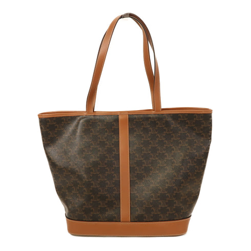 CELINE GHW Cabas Shoulder Bag Tote Bag 115072 Triomphe Canvas/Calfskin Brown