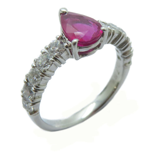 FINE JEWELRY 1.02ct Ruby 0.765ct Diamond Ring PT900 Platinum US#5.5