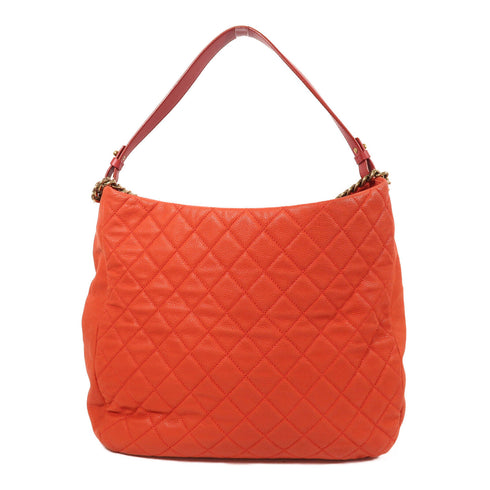 CHANEL CC 2 Way Shoulder Bag Calfskin Leather Red