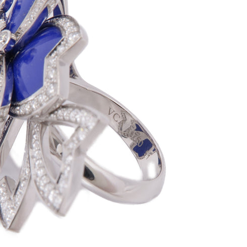 Van Cleef & Arpels Hellebore Ring RP7EO51 18K White Gold Blue