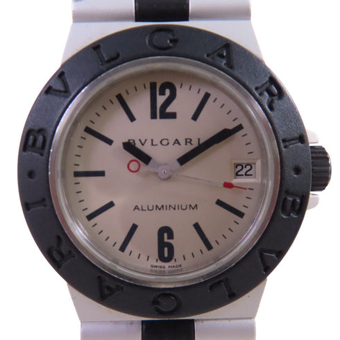 BVLGARI Diagono AL32A Quartz Watch Rubber Belt Aluminium