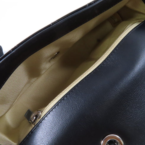 CHANEL Quilted/Herringbone CC SHW Chain Shoulder Bag Patent Leather Black