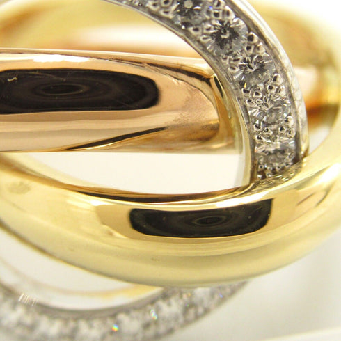 CARTIER Trinity Diamond Ring 18K Yellow White Pink Gold Cartier#53 US#6.5