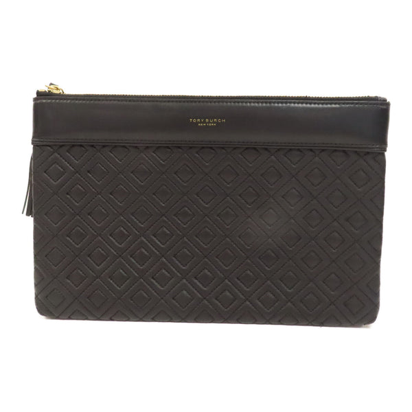 Tory Burch GHW Pouch Calfskin Leather Black