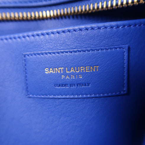 SAINT LAURENT YSL GHW 2 Way Shoulder Bag Handbag Lambskin Leather Blue