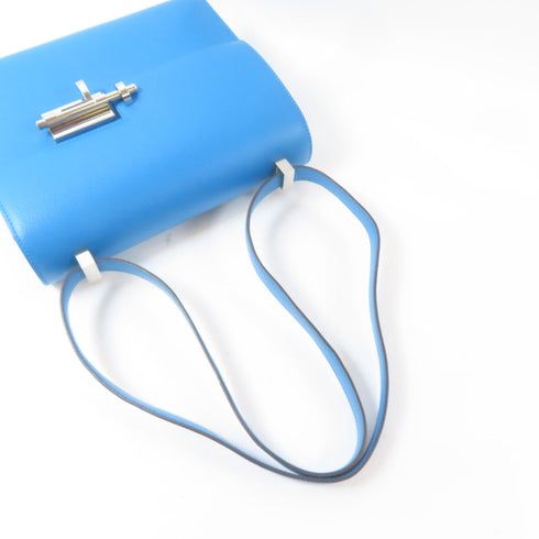 HERMES PHW Verrou 21 Shoulder Bag Epsom Leather Blue Zanzibar