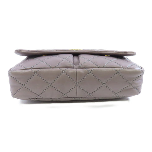 CHANEL Quilted CC GHW Shoulder Bag A50362 Calfskin Leather Gray