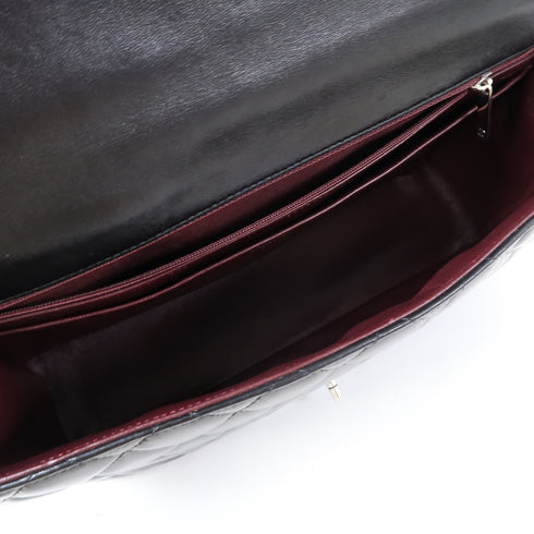 CHANEL Quilted CC SHW Maxi Jumbo Chain Shoulder Bag Lambskin Leather Black